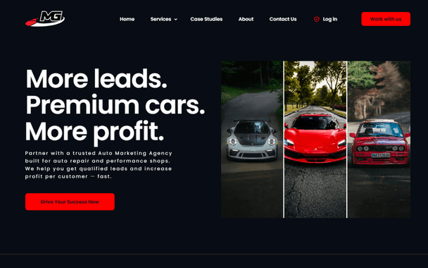 Screenshot of the Motorsport Growth website