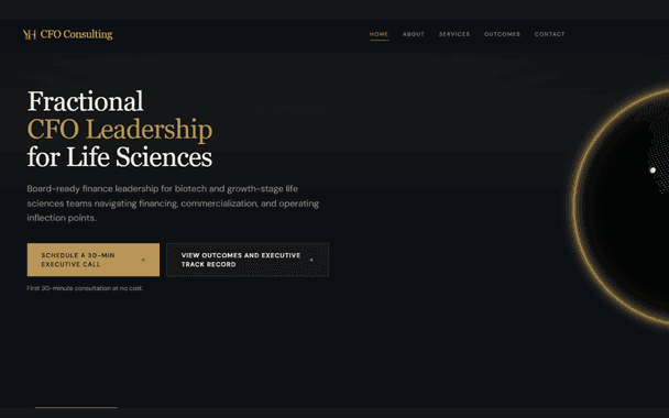 Screenshot of the YH CFO Consulting website